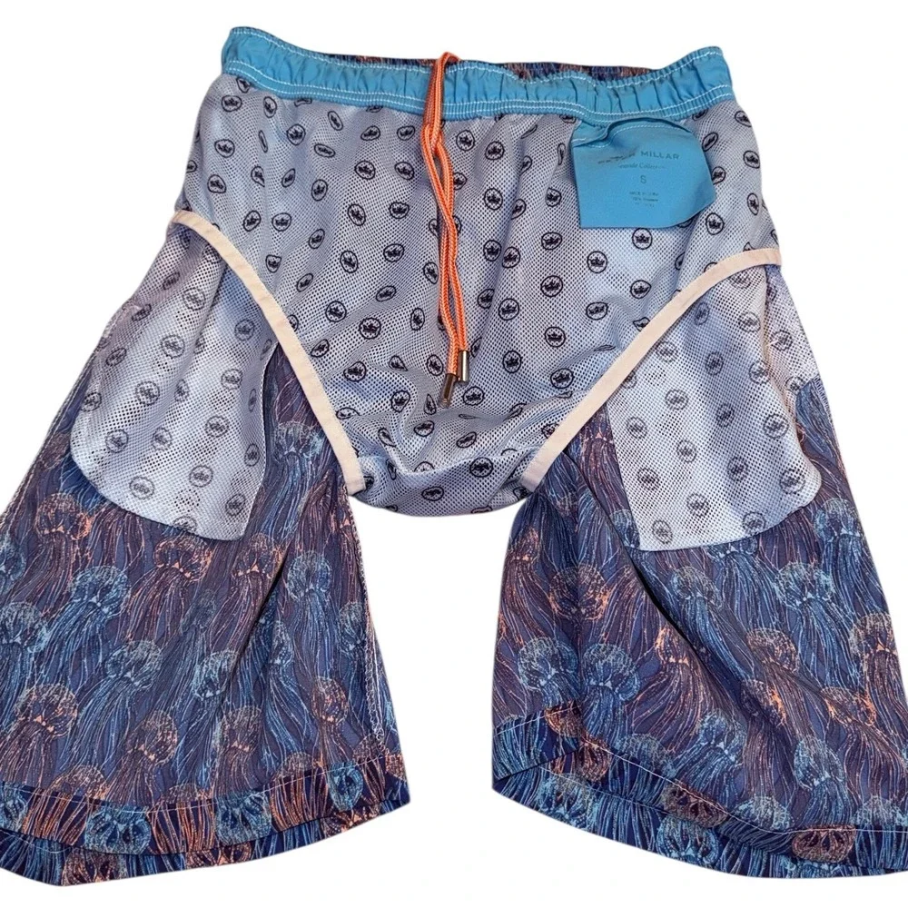 Peter Millar Seaside Swim Trunks Mens Small Jellyfish Lined Drawstring Shorts